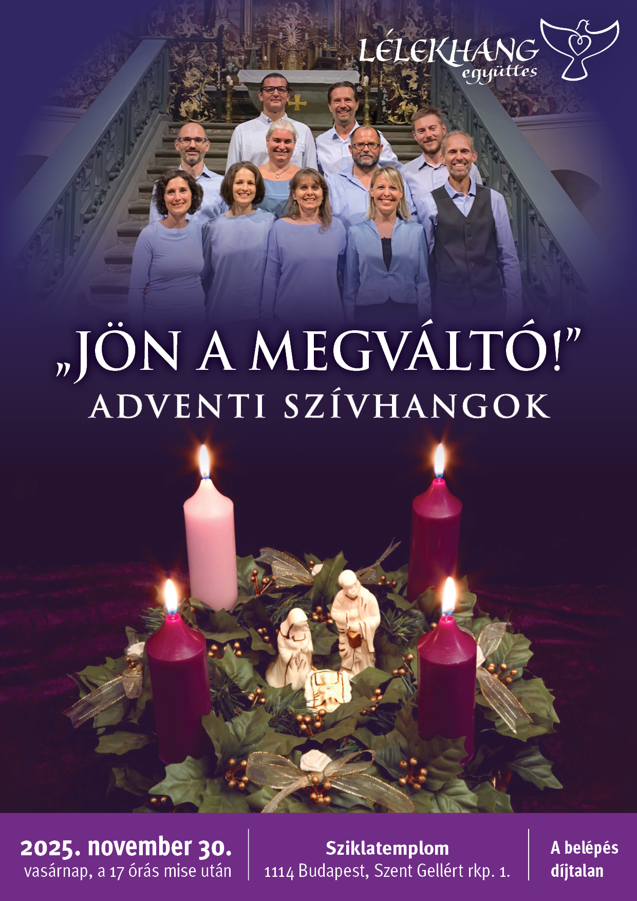Lélekhang együttes adventi koncert, Sziklatemplom (2025.11.30. 17 órai mise után)